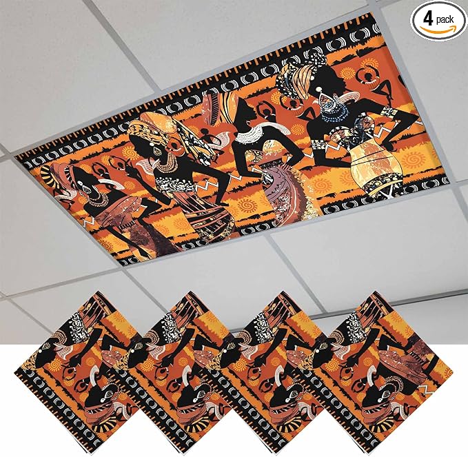4 Pack African Women Fluorescent Light Covers Tribe Ethnic Style Traditional by Unknown