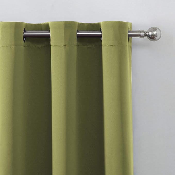 LEMOMO Blackout Curtains 38 x 84 inch/Olive Green Curtains Set of 2 Panels/Thermal Insulated Room Darkening Bedroom Curtains