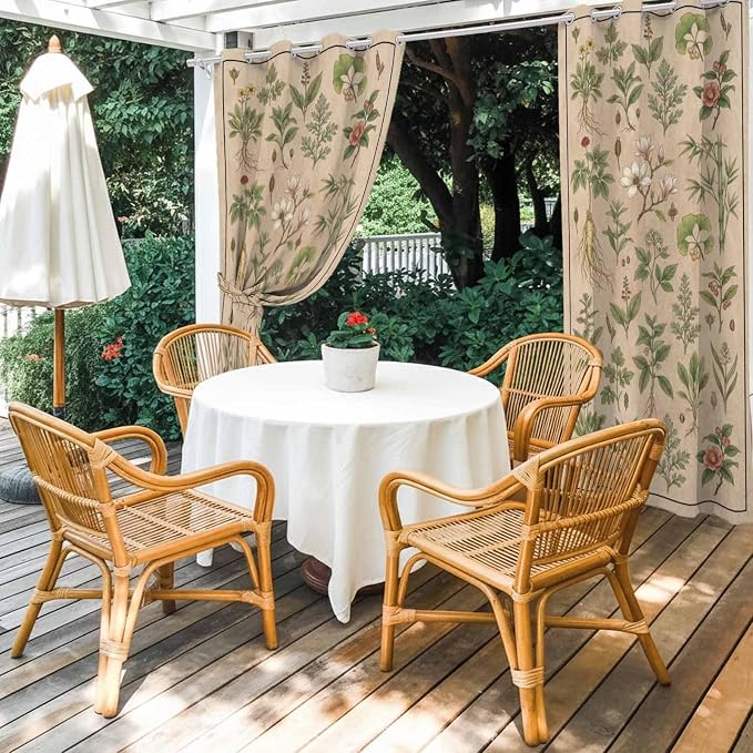 Vintage Outdoor Curtains for Patio Grass Herbal Botanical Garden Plants - Image 4