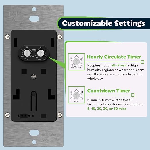 TOPGREENER Air Circulator Timer Switch, Neutral Wire Required, Hourly Fresh Air - Image 3