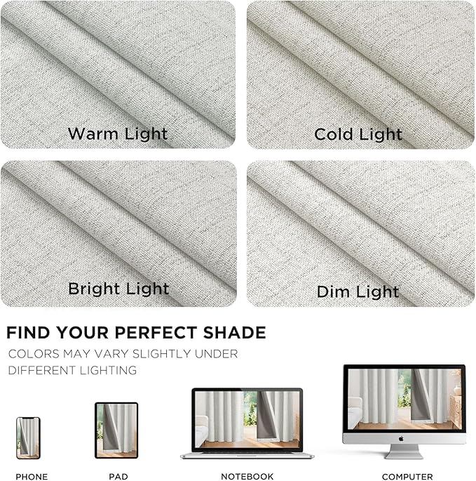 Joydeco Blackout Curtains for Bedroom - 63 Inch Long 100% Light Blocking 2 Panels Set White Drapes, Thermal Insulated Room Darkening Curtains, Linen Textured for Living Room, Rod Pocket & Back Tabs