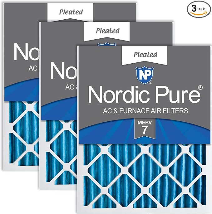 Nordic Pure 10x20x2 Pleated MERV 7 Air Filters 3 Pack by NordicPure