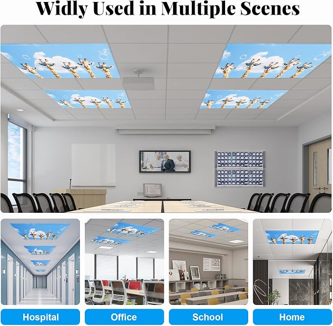 Fluorescent Light Covers-2 Pack 4 x 2 Feet Magnetic Ceiling Light Cover Room - Image 3