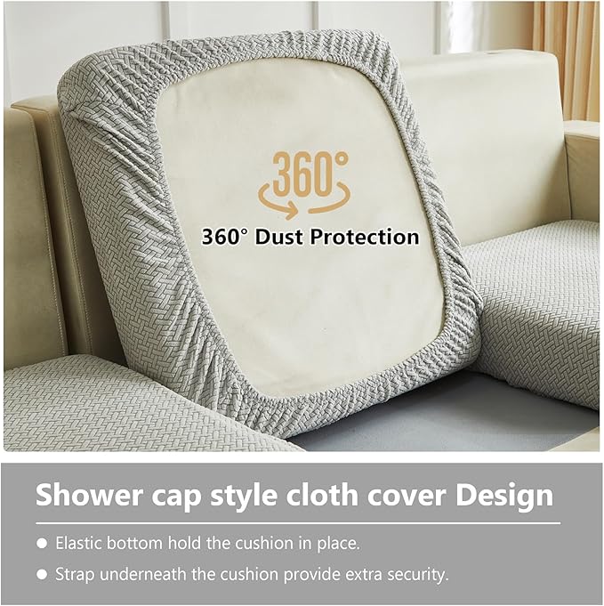 Couch Cushion Covers for Sofa Couch Covers Wear-Resistant Universal Sofa Cover Washable Stretch for Sectional Slipcovers (Texture-Light Gray,Extra Large Single Seat Cover)