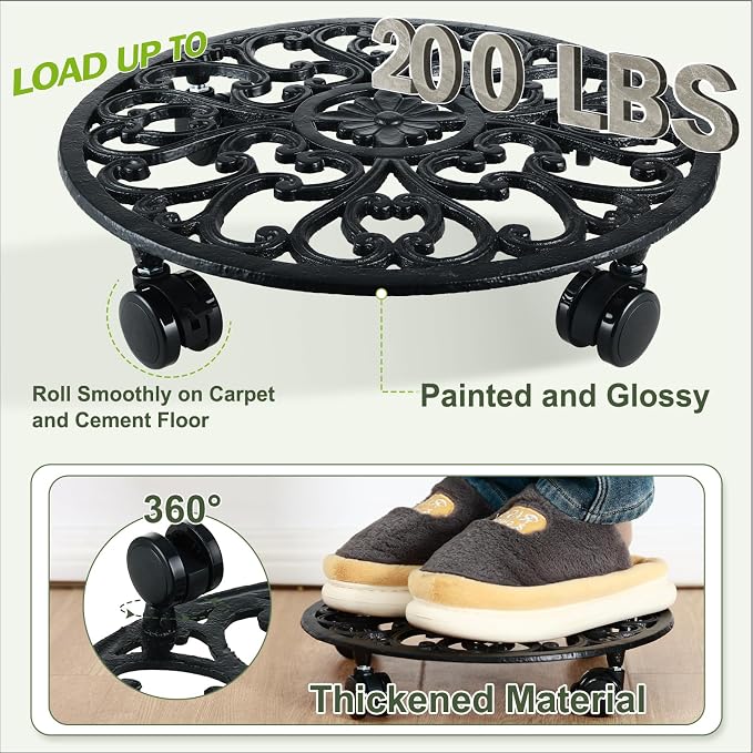 3 Packs 14 Inch Rolling Plant Stand - Image 6