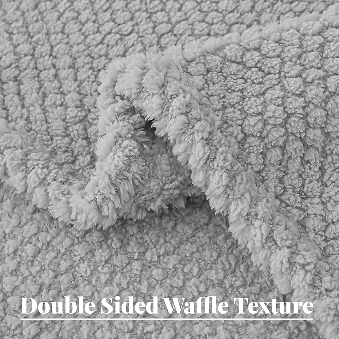 Whale Flotilla King Size Fuzzy Fleece Blanket for Bed, 90x104 Inch Fluffy Warm Soft Jacquard Blankets for All Season, Lightweight and Cozy, Light Grey