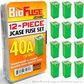 40A JCASE 12-Piece Cartridge Fuse Set. Fits Most: Nissan, and Ford by BioFuse
