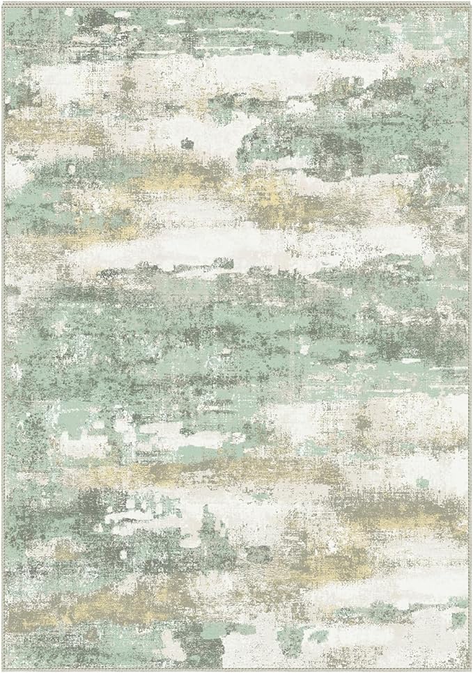 BEIMO Area Rugs 8x10 for Living Room Bedroom, Modern Abstract Machine Washable Large Light Green Rug Soft Rug, Low Pile Floor Carpet with Non Slip Backing for Dining Room