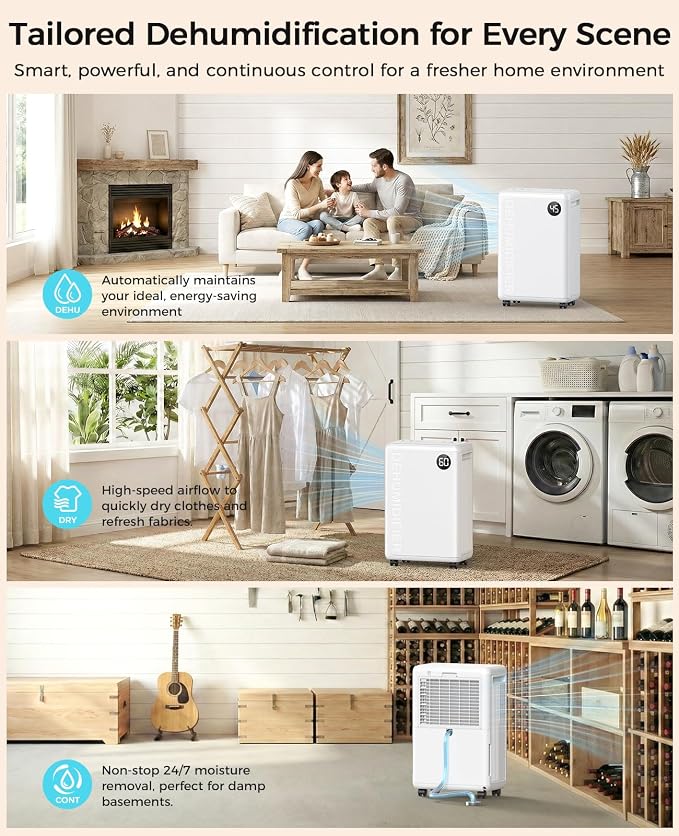 PLUSCENT 32 Pint Dehumidifier for Basement, 2500 sq.ft Dehumidifiers for Home - Image 4