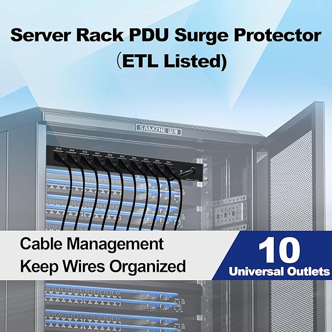 10 Outlets Horizontal 1U PDU Rackmount Power Strip - Image 5