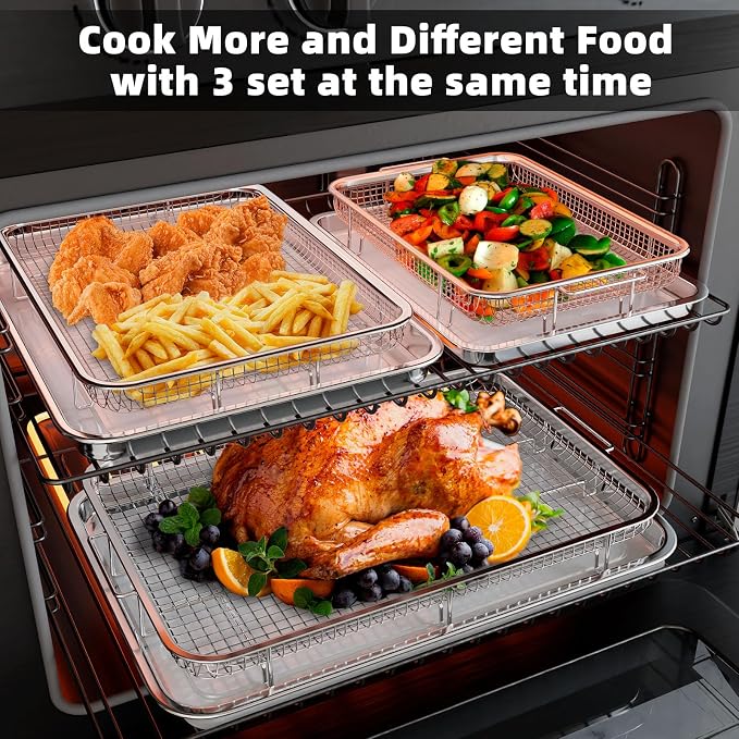 3 Set Air Fryer Basket, Air Fryer Pans and Tray - Image 3