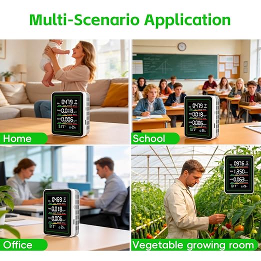 5-in-1 Indoor Air Quality Monitor, Portable CO2 Detector - Image 7