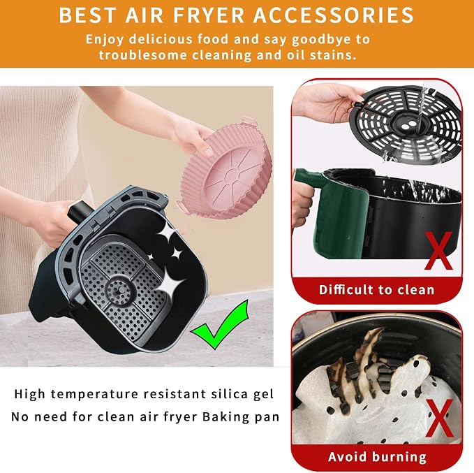 UOUYOO Air Fryer Silicone Pot, 3 pack Air Fryer Silicone Liners Fits 3QT - 5QT - Image 4