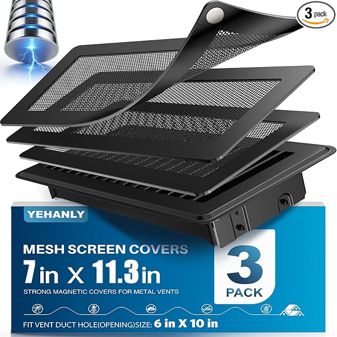 Magnetic Vent Covers with Vent Screen 7x11.3 Inch, Ceiling Air Vents, Ventilate by YEHANLY
