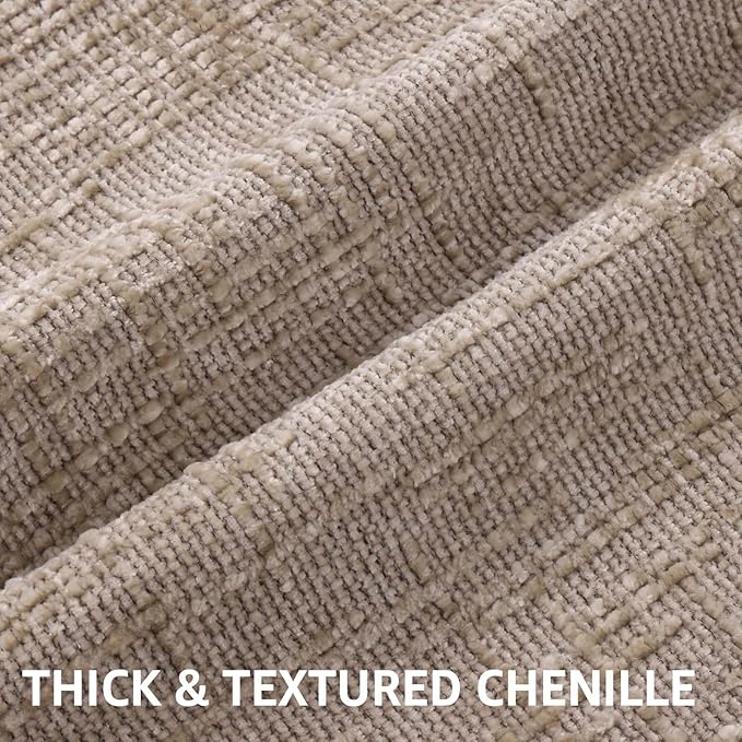 decorUhome Oatmeal Chenille Throw Pillow Covers 18x18 Set of 2 Textured Soft Cozy Slubby Couch Pillow Covers Modern Farmhouse Boho Decorative Pillow Cases for Bed Sofa Living Room