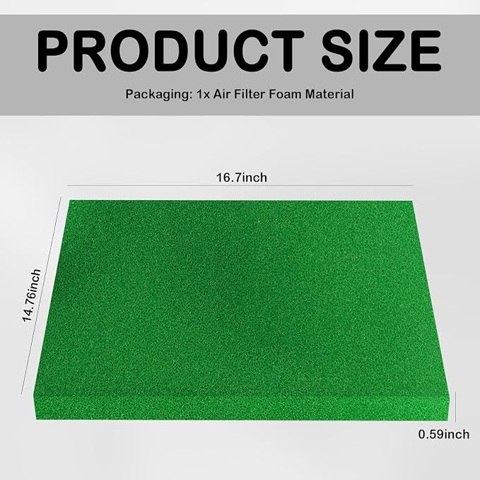 Cut to Size Air Filter Foam 16.7''x14.76''x5/8'', Reusable Foam Filter Material - Image 2
