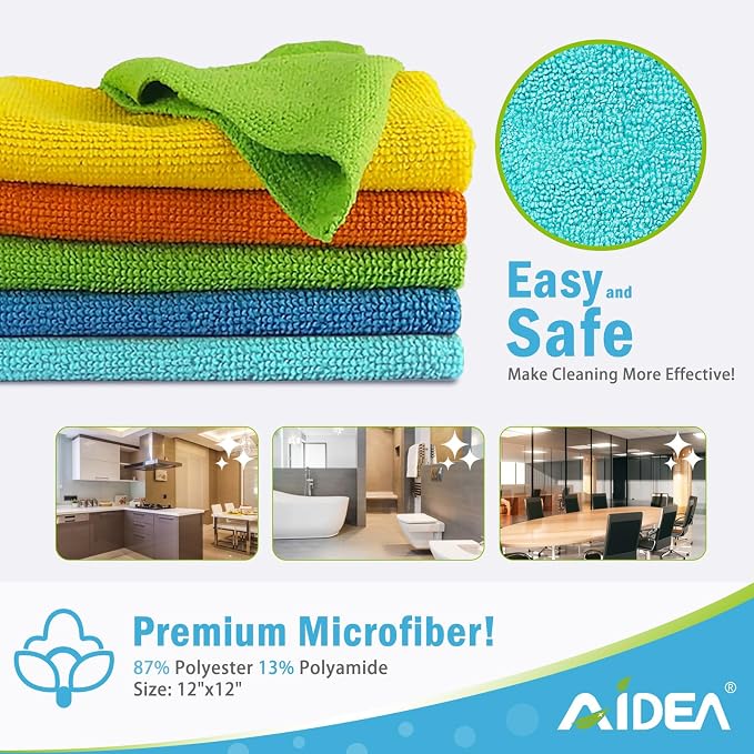 AIDEA Microfiber Cleaning Cloth, Soft Absorbent Rags, Shop Towels, Microfiber - Image 6