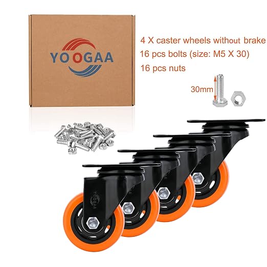 YOOGAA 3 Inch Heavy Duty Swivel Caster Wheels Industrial Plate Caster Set of 4 - Image 7