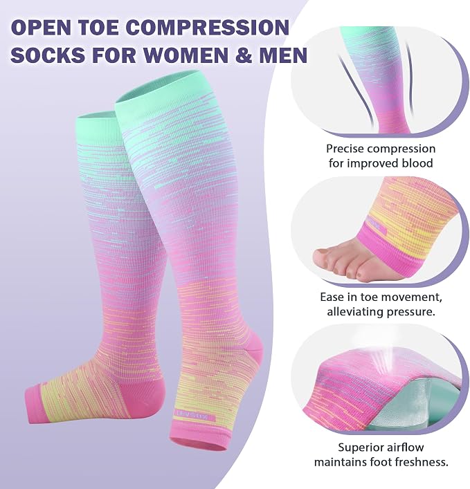 LEVSOX Open Toe Compression Socks - Image 2