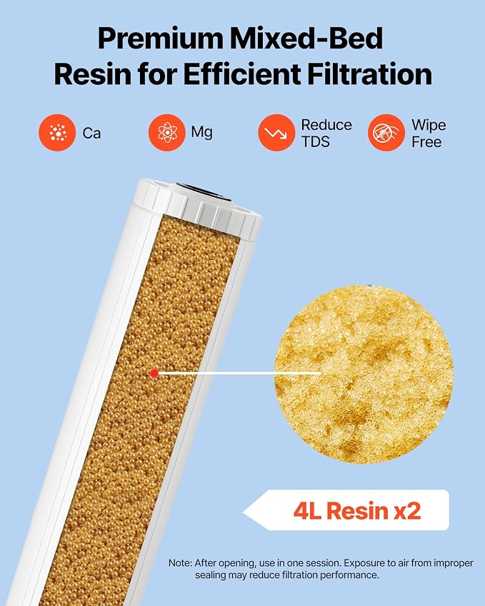 VEVOR Deionized Filter for Spotless Car Wash System, 2 x 4L Mixed-Bed DI Resin - Image 2