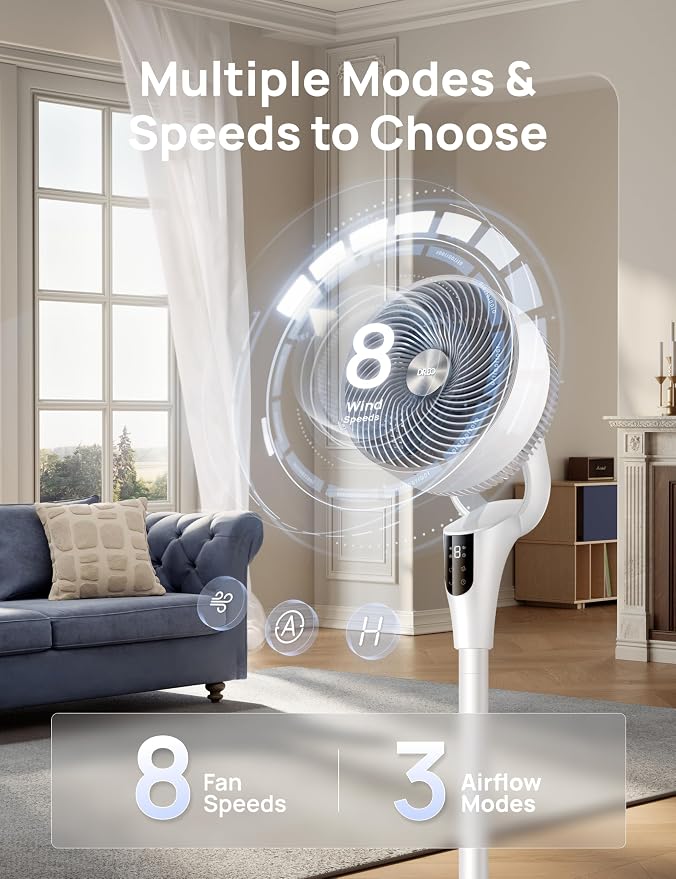 DREO Fan for Bedroom, 2026 Upgraded, 90ft Airflow, 20dB Quiet Fan, 90° - Image 4