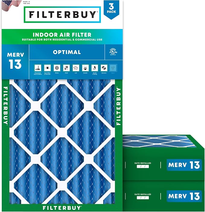 Filterbuy 12x24x4 Air Filter MERV 13 Optimal Smoke & Allergy Defense, by Filterbuy