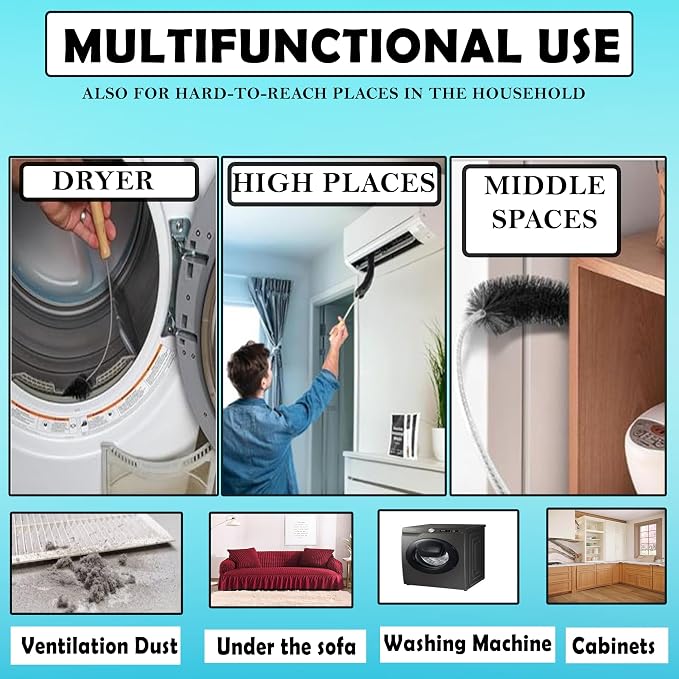 Dryer Vent Cleaner Kit: Flexible Extra Long Lint Brush & Refrigerator Coil Brush - Image 2