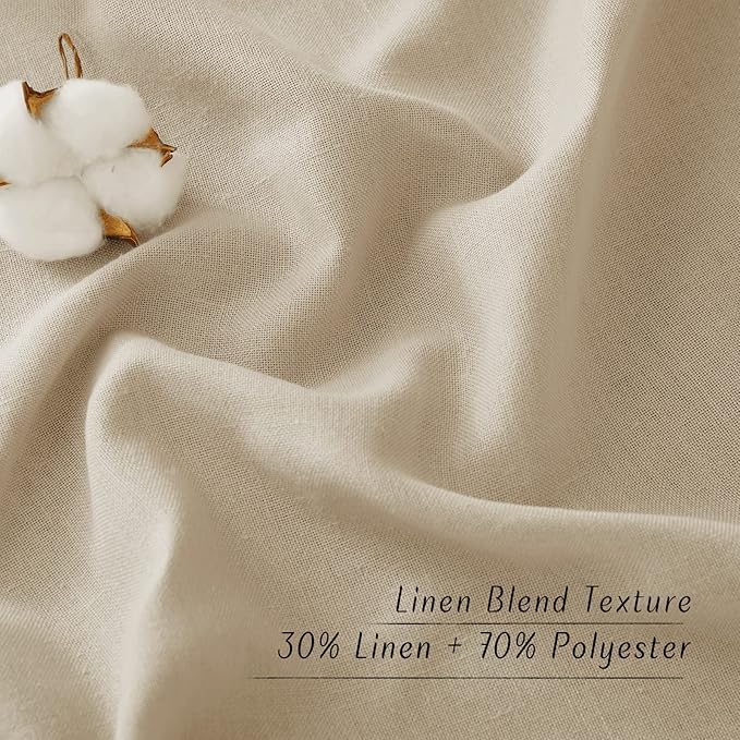 NICETOWN Angora Short Linen Curtains for Kitchen, Thick Flax Small Window Treatments Semi Sheer Privacy Assured with Light Through for Cafe/Bathroom, W42 x L48, 2 Panels