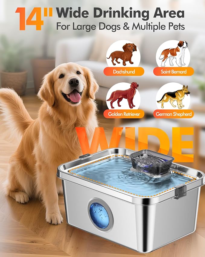 12L Dog Water Fountain, Stainless Steel Pet Water Fountain - Image 4