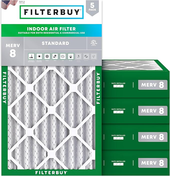 Filterbuy 16x24x4 Air Filter MERV 8 Essential Dust & Allergy Defense, by Filterbuy