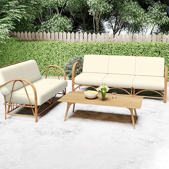 Smiry Printed Couch Cushion Covers, Stretch Soft Couch Covers for Sofa, Washable Non-Slip Sofa Slipcover Furniture Protector for Indoor and Outdoor (Medium, Cream)