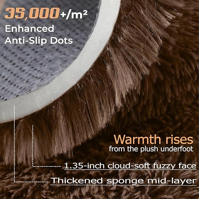 8x10 Area Rugs for Living Room: Fluffy Shag Soft Washable Rug Large Fuzzy Plush Indoor Carpet for Bedroom Nursery Playroom Kids Girls Boys Room (Coffee, 8'x10')