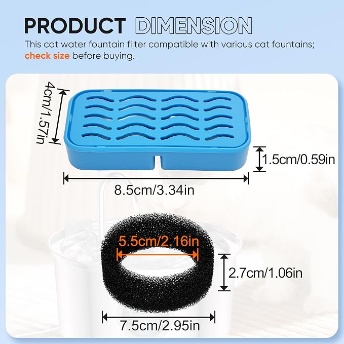PETCHO 12 Pack Cat Water Fountain Filters Compatible - Image 3