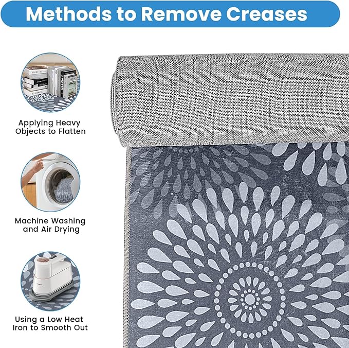 StepRite Runner Rug 2 x 8 ft, Washable Rugs, Hallway Runner Rugs, Kitchen Runner Rug Non Slip, Soft Runner with Rubber Backing for Kitchen, Hallway, Laundry, Bedroom, Living Room