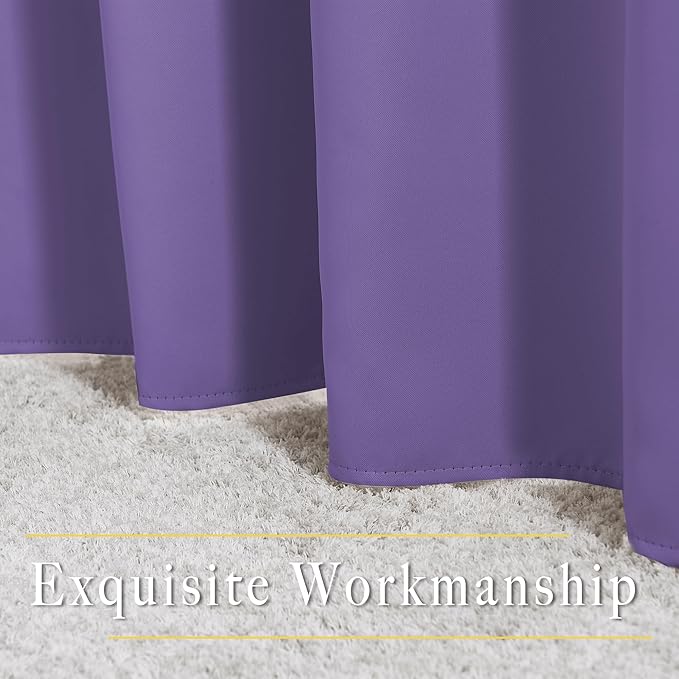 NICETOWN Lilac Purple Curtains 110 inches Long, Grommet Thermal Insulated Blackout Curtains Privacy Window Treatments Sound Reducing for Bedroom/Living Room, W66 x L110, 2 Panels