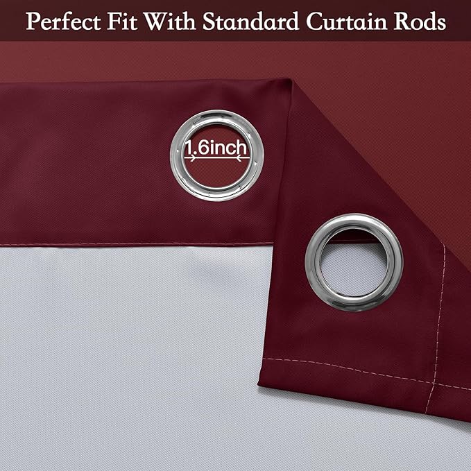 SimpleHome Ombre Room Darkening Curtains for Bedroom, Gradient Red to Grey White Light Blocking Thermal Insulated Grommet Window Curtain/Drapes for Living Room,2 Panels, 52x84 inches Length