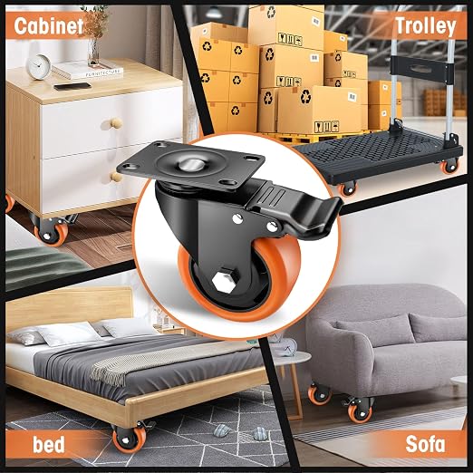 Casters, Top Plate Swivel Wheels, Locking Casters - Image 6