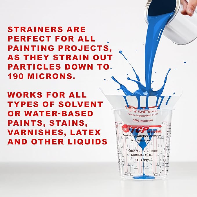 TCP Global - 190 Micron Filter Tips Ultra-Fine Paint Strainer - Pure Blue Nylon - Image 4