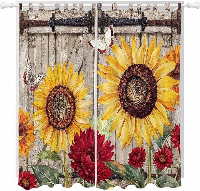 Sunflowers Living Room Curtains 96 Inch Length, Window Curtains Tab Top by Unknown
