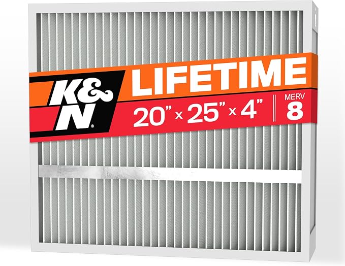 K&N 20X25X4 HVAC Furnace Air Filter, Lasts a Lifetime, Merv 8, the Last HVAC by KNEngineeringInc