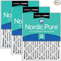 Nordic Pure 18x25x2 Pleated MERV 14 Plus Carbon Air Filters 3 Pack | Actual by NordicPure