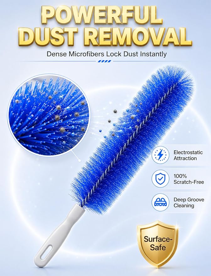 Bendable Microfiber Head, 2026 New Reusable Dust Remover, Fan Brush Cleaner - Image 3