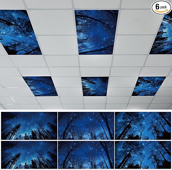 6 Pcs Night Sky Fluorescent Light Covers by Wiooffen
