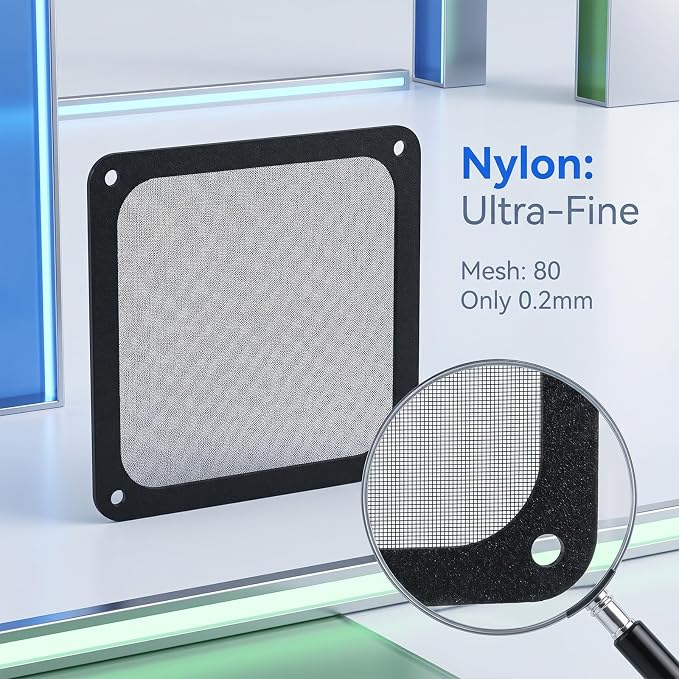 2 Pcs 120mm Dust Filter PC, PC Case Dust Mesh Filter Nylon 80 Mesh | Computer - Image 4