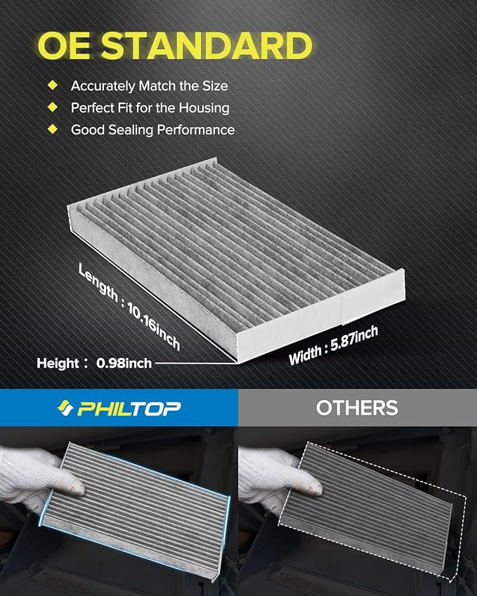 PHILTOP HEPA Cabin Air Filter w/Activated Carbon, Compatible - Image 6