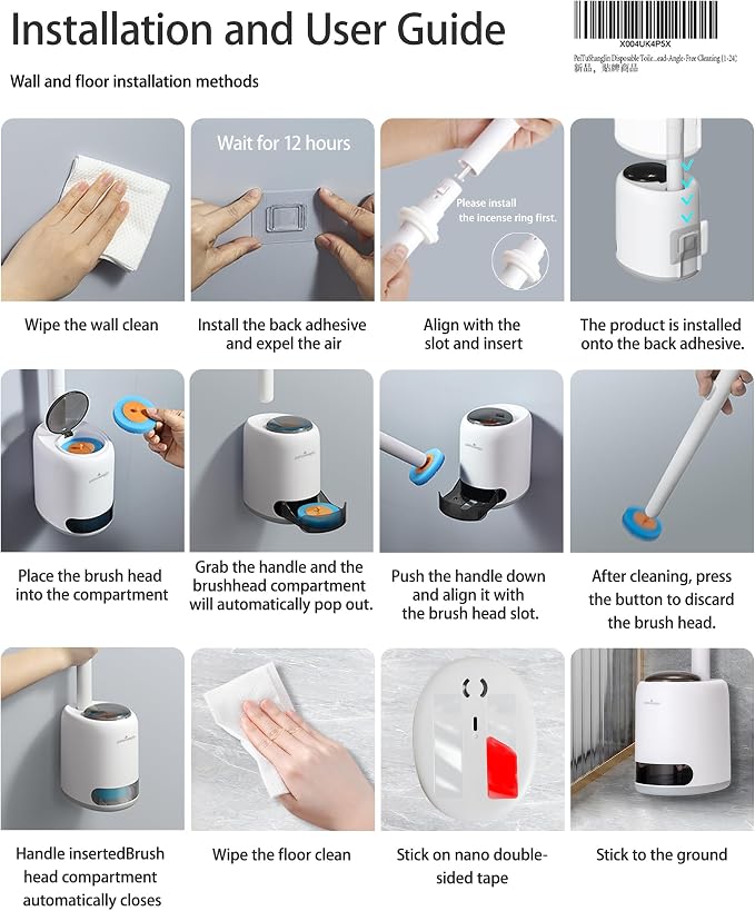 Disposable Toilet Cleaning System, Automatic Pop-Up Toilet Brush, Includes 32 - Image 9