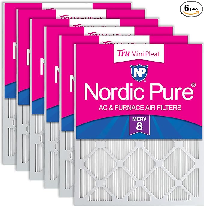 Nordic Pure 14x14x1 Tru Mini Pleat MERV 8 AC Furnace Air Filters 6 Pack | by NordicPure