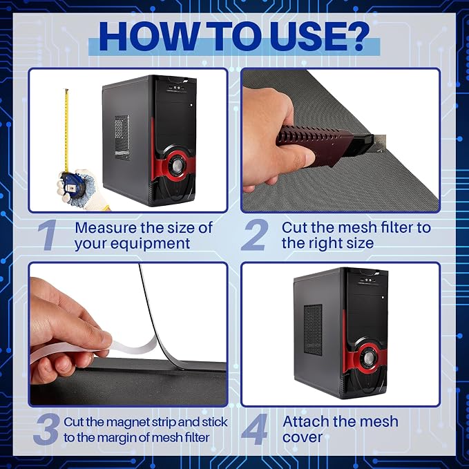 Woanger 4 Pcs 1000 x 300 mm DIY PC Case Dust Filter 0.5 mm High Airflow Hole PC - Image 4
