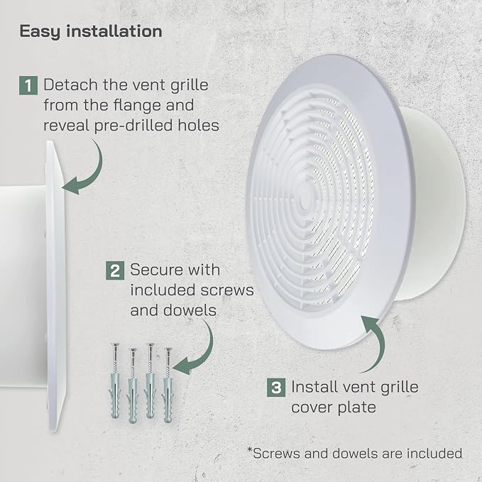 Vent Systems 6'' Inch White Round Plastic Ceiling Vent Cover - Image 4