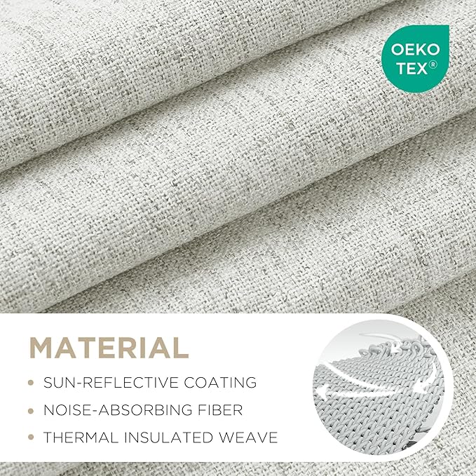 Joydeco Blackout Curtains for Bedroom - 100% Light Blocking 2 Panels Set White Drapes 66" W x 96" L, Thermal Insulated Room Darkening Curtains, Linen Textured for Living Room, Rod Pocket & Back Tabs